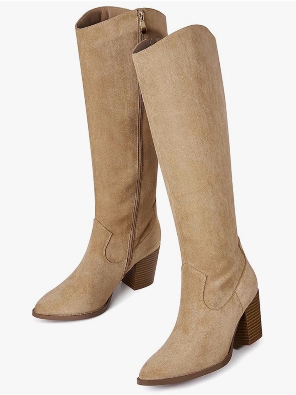 MeiLuSi Womens Knee High Boots Pointed Toe Suede Boots